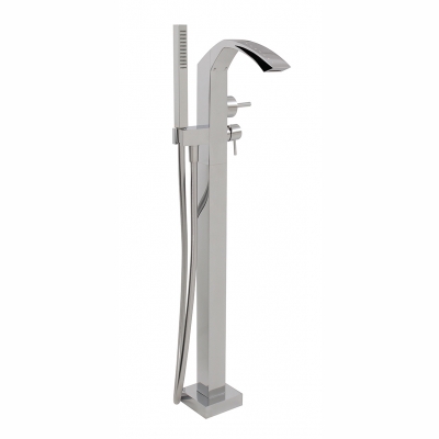 Floormount tub filler with handshower with crystals